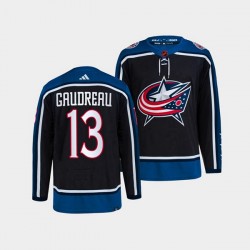 Columbus Blue Jackets Johnny Gaudreau 13 Adidas 2022-2023 Reverse Retro Navy NHL Jersey Authentic