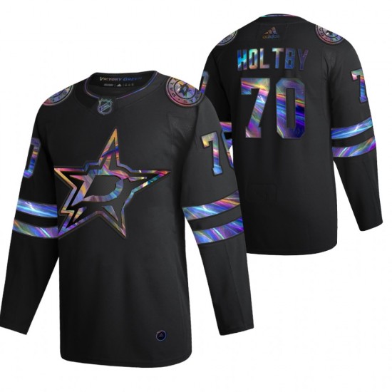 Dallas Stars Braden Holtby 70 2021-22 Iridescent Holographic Black NHL Jersey Authentic