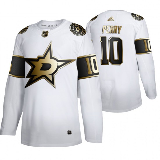 Dallas Stars Corey Perry 10 Adidas 2019-20 Authentic Golden Edition White NHL Jersey