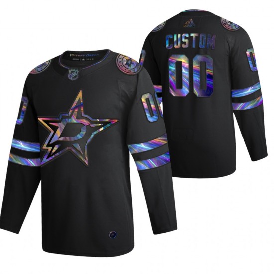 Dallas Stars Custom 2021-22 Iridescent Holographic Black NHL Jersey Authentic