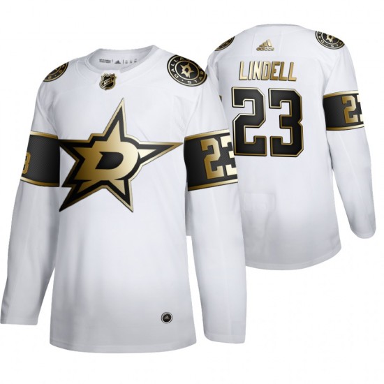 Dallas Stars Esa Lindell 23 Adidas 2019-20 Authentic Golden Edition White NHL Jersey