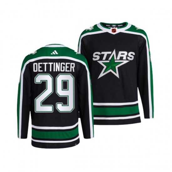 Dallas Stars JAKE OETTINGER 29 Adidas 2022-2023 Reverse Retro Black NHL Jersey Authentic