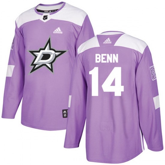 Dallas Stars Jamie Benn 14 2017-18 Adidas Purple Fights Cancer Practice NHL Jersey Authentic