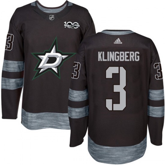 Dallas Stars John Klingberg 3 1917-2017 100th Anniversary Adidas Black NHL Jersey Authentic