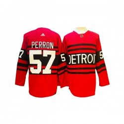 Detroit Red Wings David Perron 57 Adidas 2022-2023 Reverse Retro Red NHL Jersey Authentic