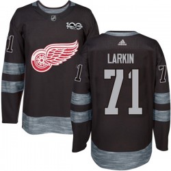 Detroit Red Wings Dylan Larkin 71 1917-2017 100th Anniversary Adidas Black NHL Jersey Authentic