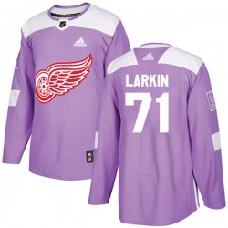 Detroit Red Wings Dylan Larkin 71 2017-18 Adidas Purple Fights Cancer Practice NHL Jersey Authentic