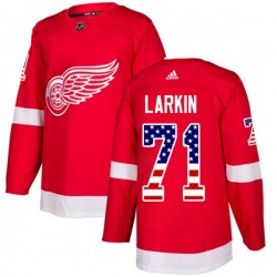 Detroit Red Wings Dylan Larkin 71 2017-18 Adidas Red USA Flag Fashion NHL Jersey Authentic