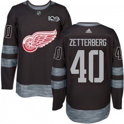 Detroit Red Wings Henrik Zetterberg 40 1917-2017 100th Anniversary Adidas Black NHL Jersey Authentic