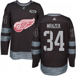 Detroit Red Wings Petr Mrazek 34 1917-2017 100th Anniversary Adidas Black NHL Jersey Authentic