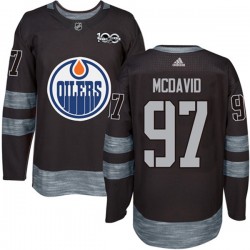 Edmonton Oilers Connor McDavid 97 1917-2017 100th Anniversary Adidas Black NHL Jersey Authentic