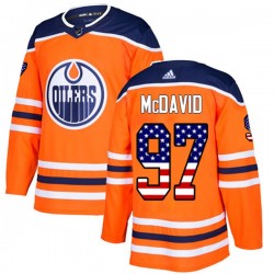 Edmonton Oilers Connor McDavid 97 2017-18 Adidas Orange USA Flag Fashion NHL Jersey Authentic