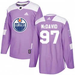 Edmonton Oilers Connor McDavid 97 2017-18 Adidas Purple Fights Cancer Practice NHL Jersey Authentic