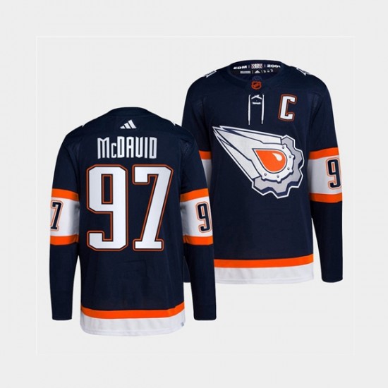 Edmonton Oilers Connor McDavid 97 Adidas 2022-2023 Reverse Retro Navy NHL Jersey Authentic