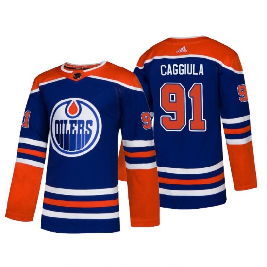 Edmonton Oilers Drake Caggiula 91 Alternate Adidas Authentic 2018-19 NHL Jersey