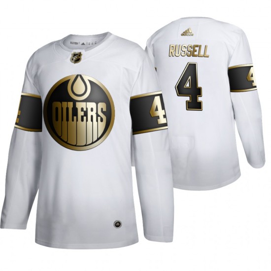 Edmonton Oilers Kris Russell 4 Adidas 2019-20 Authentic Golden Edition White NHL Jersey