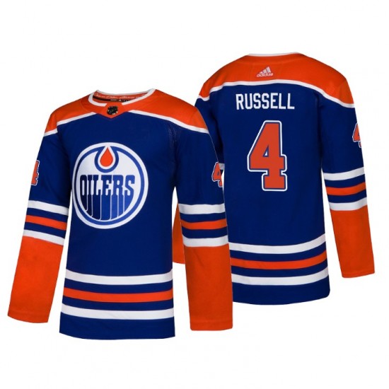 Edmonton Oilers Kris Russell 4 Alternate Adidas Authentic 2018-19 NHL Jersey