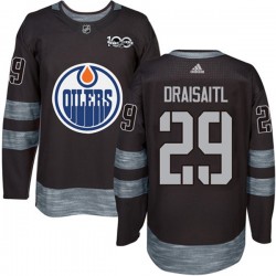 Edmonton Oilers Leon Draisaitl 29 1917-2017 100th Anniversary Adidas Black NHL Jersey Authentic