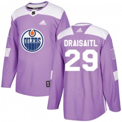 Edmonton Oilers Leon Draisaitl 29 2017-18 Adidas Purple Fights Cancer Practice NHL Jersey Authentic