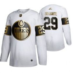 Edmonton Oilers Leon Draisaitl 29 Adidas 2019-20 Authentic Golden Edition White NHL Jersey