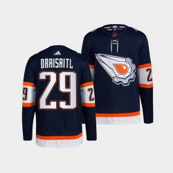 Edmonton Oilers Leon Draisaitl 29 Adidas 2022-2023 Reverse Retro Navy NHL Jersey Authentic