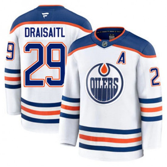 Edmonton Oilers Leon Draisaitl 29 Fanatics 2024-2025 Away White NHL Jersey Authentic