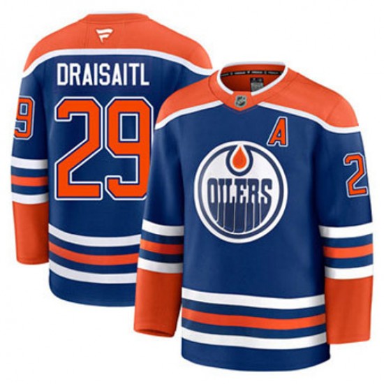 Edmonton Oilers Leon Draisaitl 29 Fanatics 2024-2025 Home Blue NHL Jersey Authentic