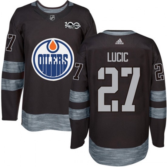 Edmonton Oilers Milan Lucic 27 1917-2017 100th Anniversary Adidas Black NHL Jersey Authentic