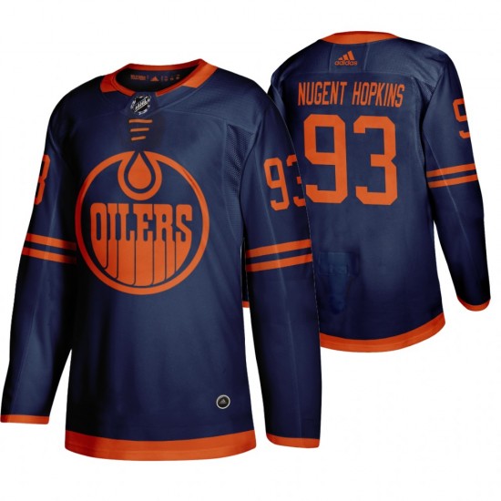 Edmonton Oilers Ryan Nugent-Hopkins 93 Adidas 2019-20 Authentic Blue NHL Jersey