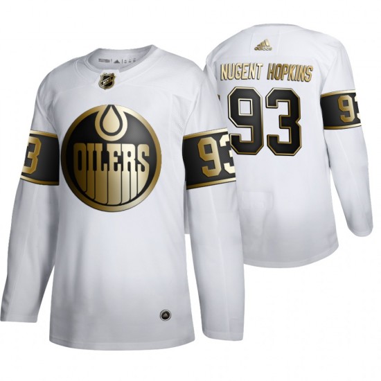 Edmonton Oilers Ryan Nugent-Hopkins 93 Adidas 2019-20 Authentic Golden Edition White NHL Jersey