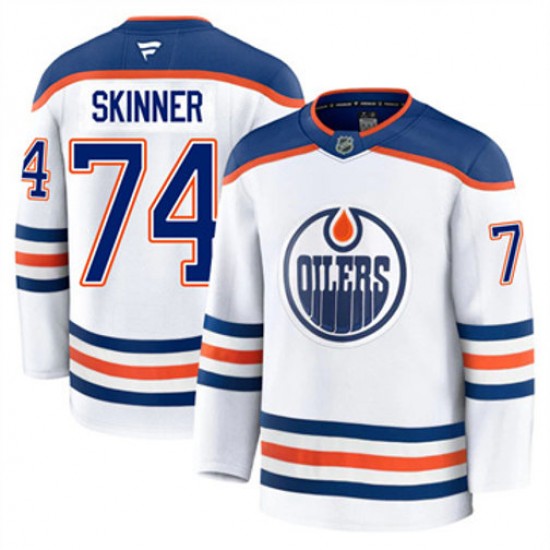 Edmonton Oilers Stuart Skinner 74 Fanatics 2024-2025 Away White NHL Jersey Authentic