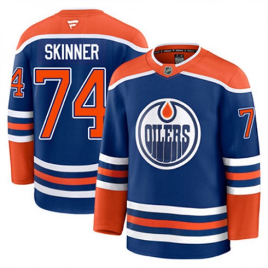 Edmonton Oilers Stuart Skinner 74 Fanatics 2024-2025 Home Blue NHL Jersey Authentic