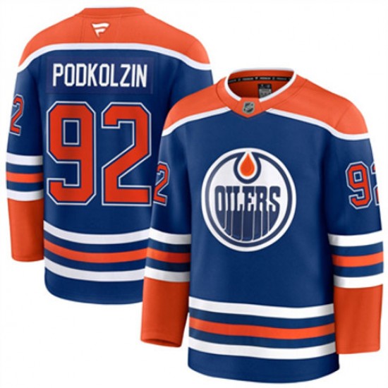 Edmonton Oilers Vasily Podkolzin 92 Fanatics 2024-2025 Home Blue NHL Jersey Authentic