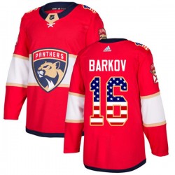 Florida Panthers Aleksander Barkov 16 2017-18 Adidas Red USA Flag Fashion NHL Jersey Authentic