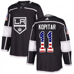 Los Angeles Kings Anze Kopitar 11 2017-18 Adidas Black USA Flag Fashion NHL Jersey Authentic
