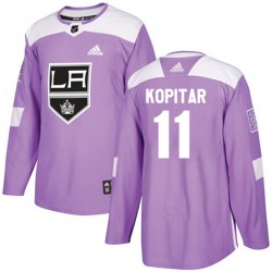 Los Angeles Kings Anze Kopitar 11 2017-18 Adidas Purple Fights Cancer Practice NHL Jersey Authentic