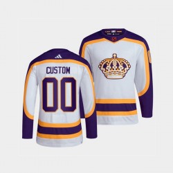 Los Angeles Kings Custom Adidas 2022 Reverse Retro White NHL Jersey Authentic