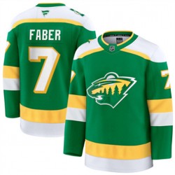 Minnesota Wild Brock Faber 7 Adidas 2023-2024 Alternate Green NHL Jersey Authentic