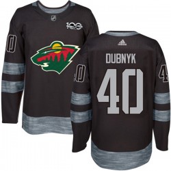 Minnesota Wild Devan Dubnyk 40 1917-2017 100th Anniversary Adidas Black NHL Jersey Authentic