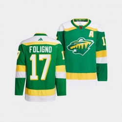 Minnesota Wild Marcus Foligno 17 Adidas 2022-2023 Reverse Retro Green NHL Jersey Authentic