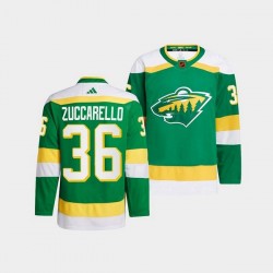 Minnesota Wild Mats Zuccarello 36 Adidas 2022-2023 Reverse Retro Green NHL Jersey Authentic