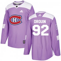 Montreal Canadiens Jonathan Drouin 92 2017-18 Adidas Purple Fights Cancer Practice NHL Jersey Authentic