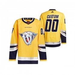 Nashville Predators Custom Adidas 2022-2023 Reverse Retro Yellow NHL Jersey Authentic