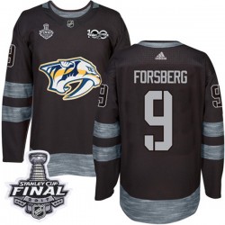 Nashville Predators Filip Forsberg 9 1917-2017 100th Anniversary Adidas Black 2017 Stanley Cup Final NHL Jersey Authentic