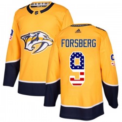 Nashville Predators Filip Forsberg 9 2017-18 Adidas Gold USA Flag FashionNHL Jersey Authentic