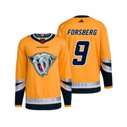 Nashville Predators Filip Forsberg 9 Adidas 2022-2023 Reverse Retro 2.0 Yellow NHL Jersey Authentic