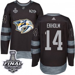 Nashville Predators Mattias Ekholm 14 1917-2017 100th Anniversary Adidas Black 2017 Stanley Cup Final NHL Jersey Authentic