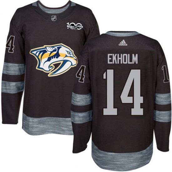 Nashville Predators Mattias Ekholm 14 1917-2017 100th Anniversary Adidas Black NHL Jersey Authentic