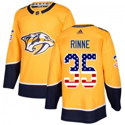 Nashville Predators Pekka Rinne 35 2017-18 Adidas Gold USA Flag Fashion NHL Jersey Authentic