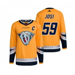 Nashville Predators Roman Josi 59 Adidas 2022-2023 Reverse Retro Yellow NHL Jersey Authentic